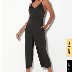Turn Spotlights On Black Satin Culotte Jumpsuit
